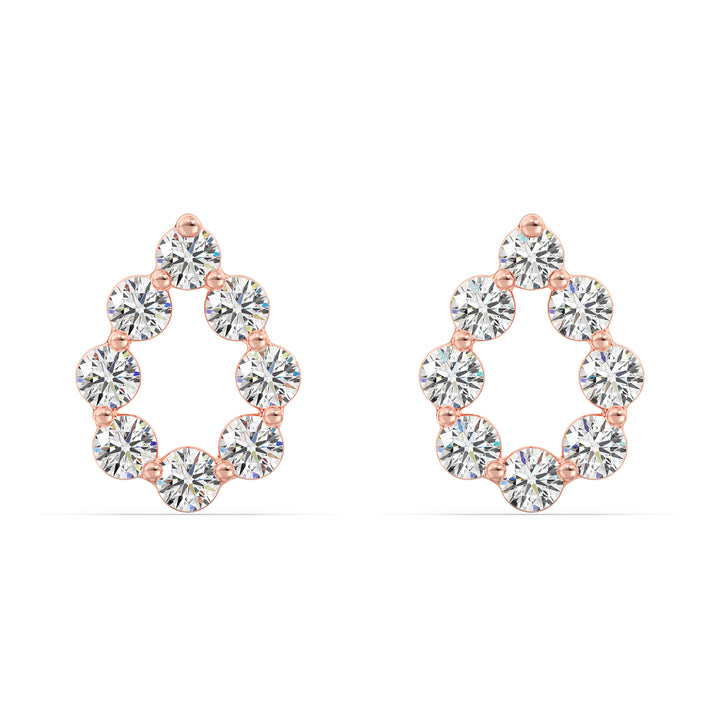 18KT Rose Gold Pear-Shaped Stud Earrings with Round Lab-Grown Diamonds, showcasing a sophisticated and romantic style