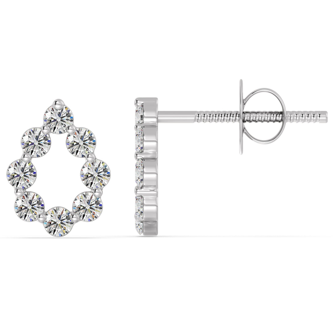 18KT White Gold Pear-Shaped Stud Earrings with Round Lab-Grown Diamonds, offering a sleek and modern appeal