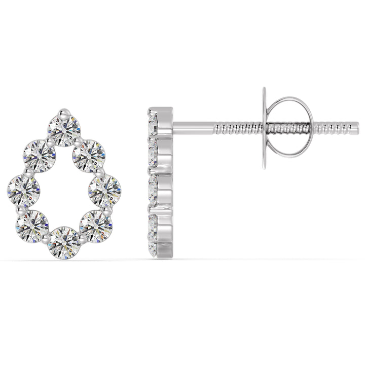 18KT White Gold Pear-Shaped Stud Earrings with Round Lab-Grown Diamonds, offering a sleek and modern appeal