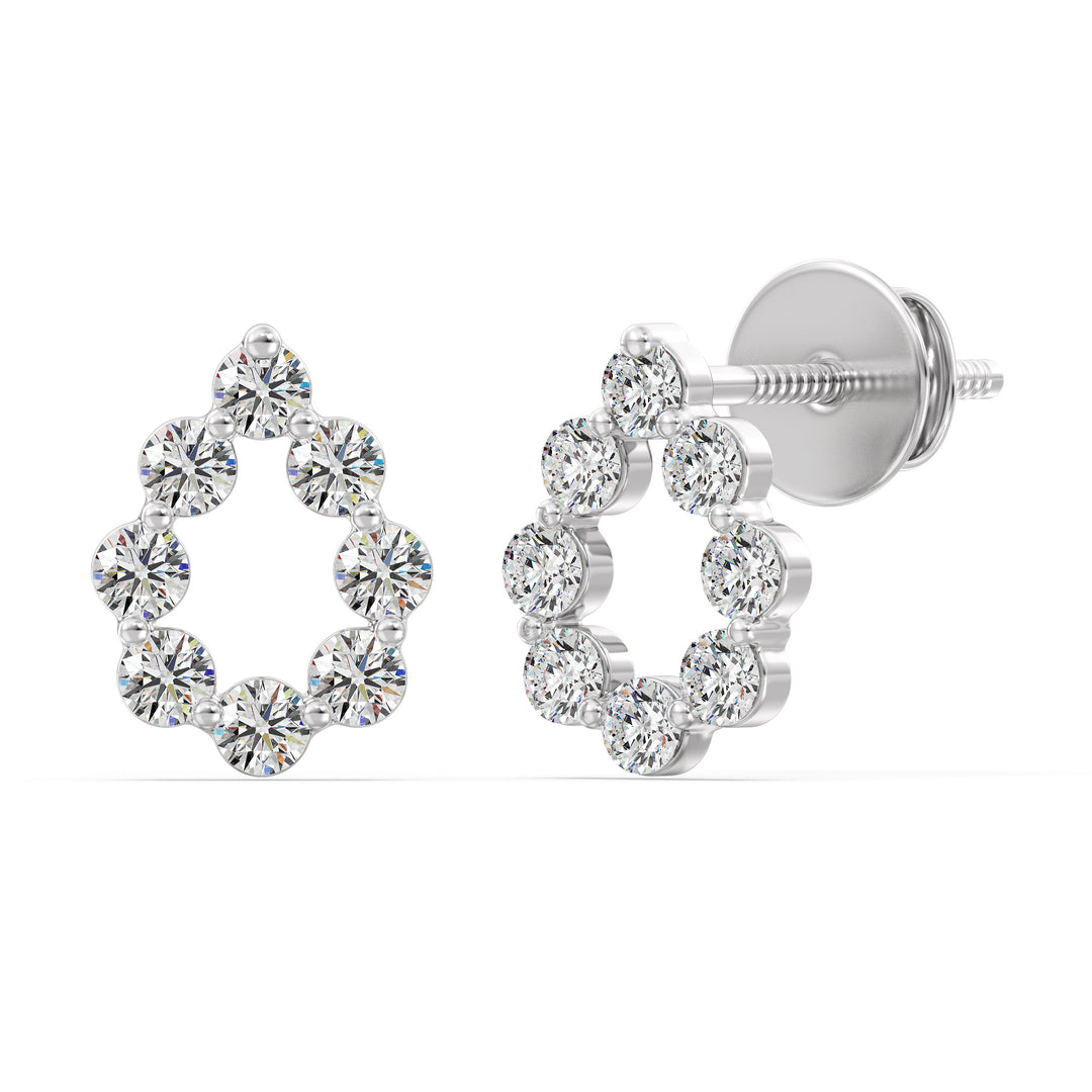 18KT White Gold Pear-Shaped Stud Earrings with Round Lab-Grown Diamonds, offering a sleek and modern appeal