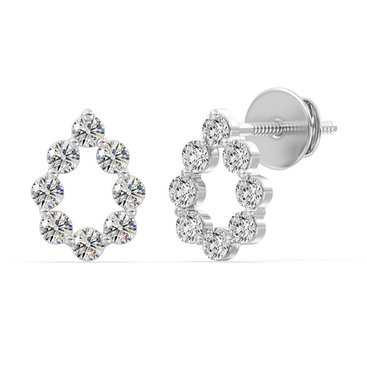 18KT White Gold Pear-Shaped Stud Earrings with Round Lab-Grown Diamonds, offering a sleek and modern appeal