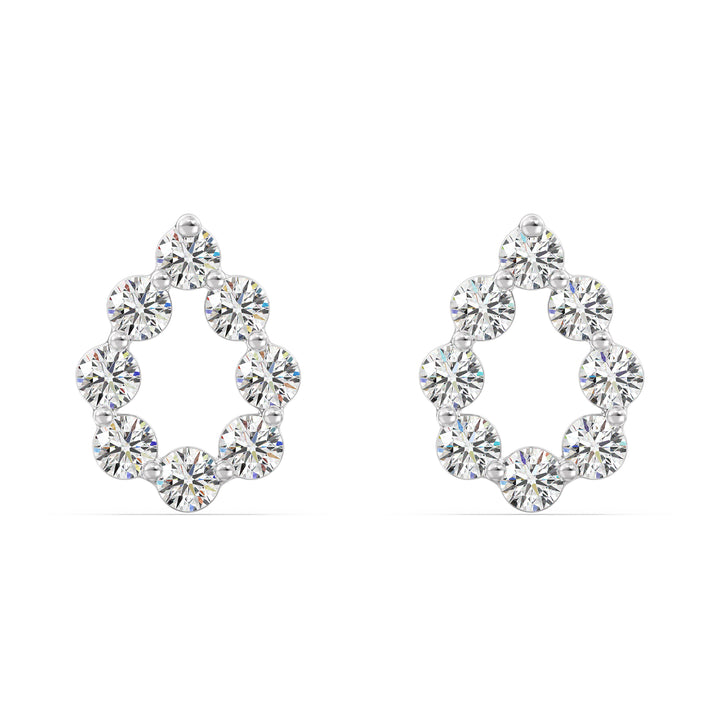 18KT White Gold Pear-Shaped Stud Earrings with Round Lab-Grown Diamonds, offering a sleek and modern appeal
