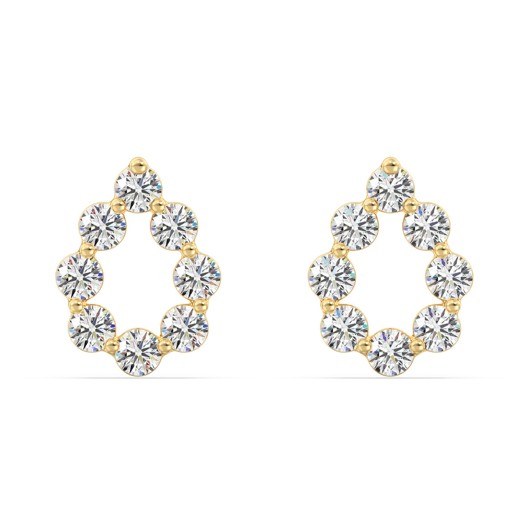 18KT Yellow Gold Pear-Shaped Stud Earrings with Round Lab-Grown Diamonds, featuring a timeless and elegant design.