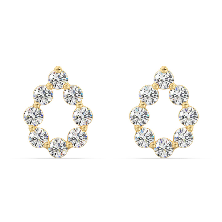 18KT Yellow Gold Pear-Shaped Stud Earrings with Round Lab-Grown Diamonds, featuring a timeless and elegant design.