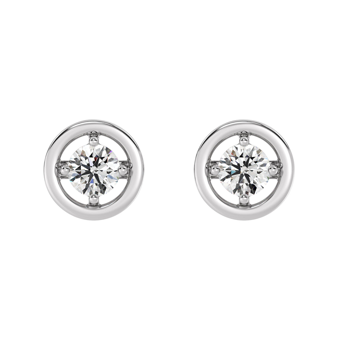 18K White Gold Round Lab-Grown Diamond Classic Stud Earrings for Women