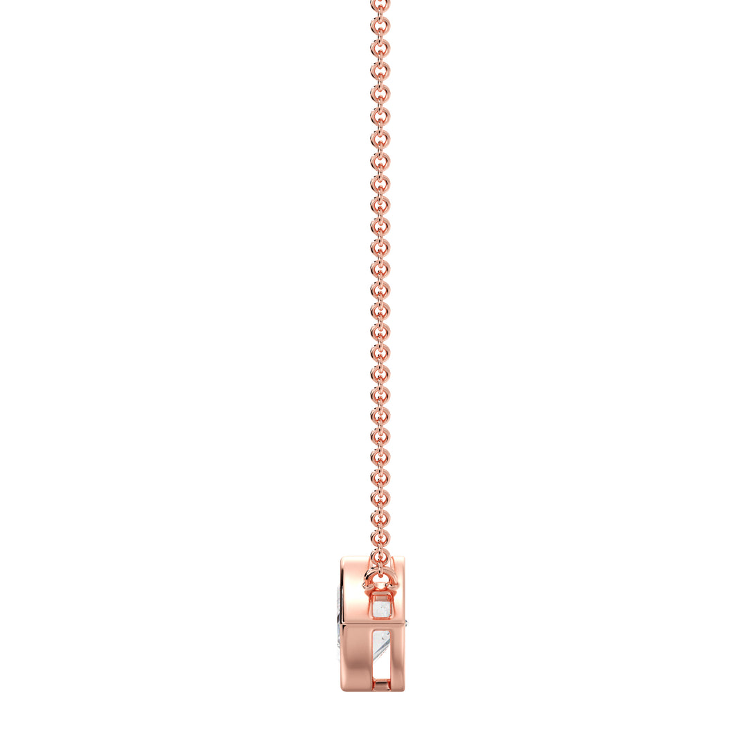 2 Carat Marquise-Cut Lab-Grown Diamond Bezel-Set Solitaire Pendant Necklace in 18K Rose Gold