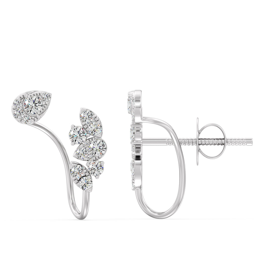 18K White Gold Lab-Grown Diamond Stud Earrings showcasing 30 dazzling brilliant-cut diamonds with a modern touch