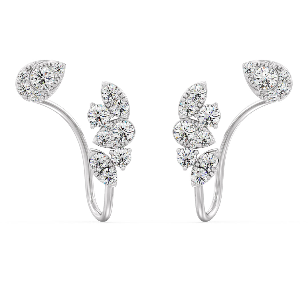 18K White Gold Lab-Grown Diamond Stud Earrings showcasing 30 dazzling brilliant-cut diamonds with a modern touch