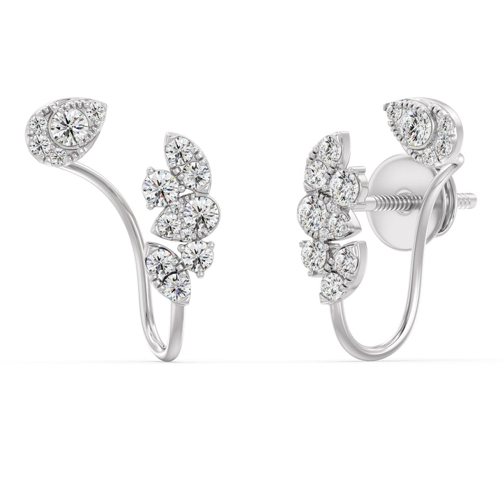 18K White Gold Lab-Grown Diamond Stud Earrings showcasing 30 dazzling brilliant-cut diamonds with a modern touch