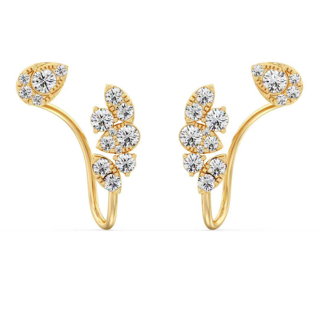 18K Yellow Gold Lab-Grown Diamond Stud Earrings featuring 30 brilliant-cut diamonds with timeless elegance
