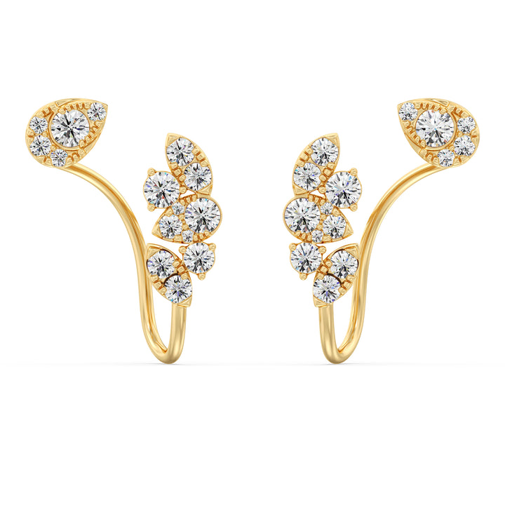 18K Yellow Gold Lab-Grown Diamond Stud Earrings featuring 30 brilliant-cut diamonds with timeless elegance