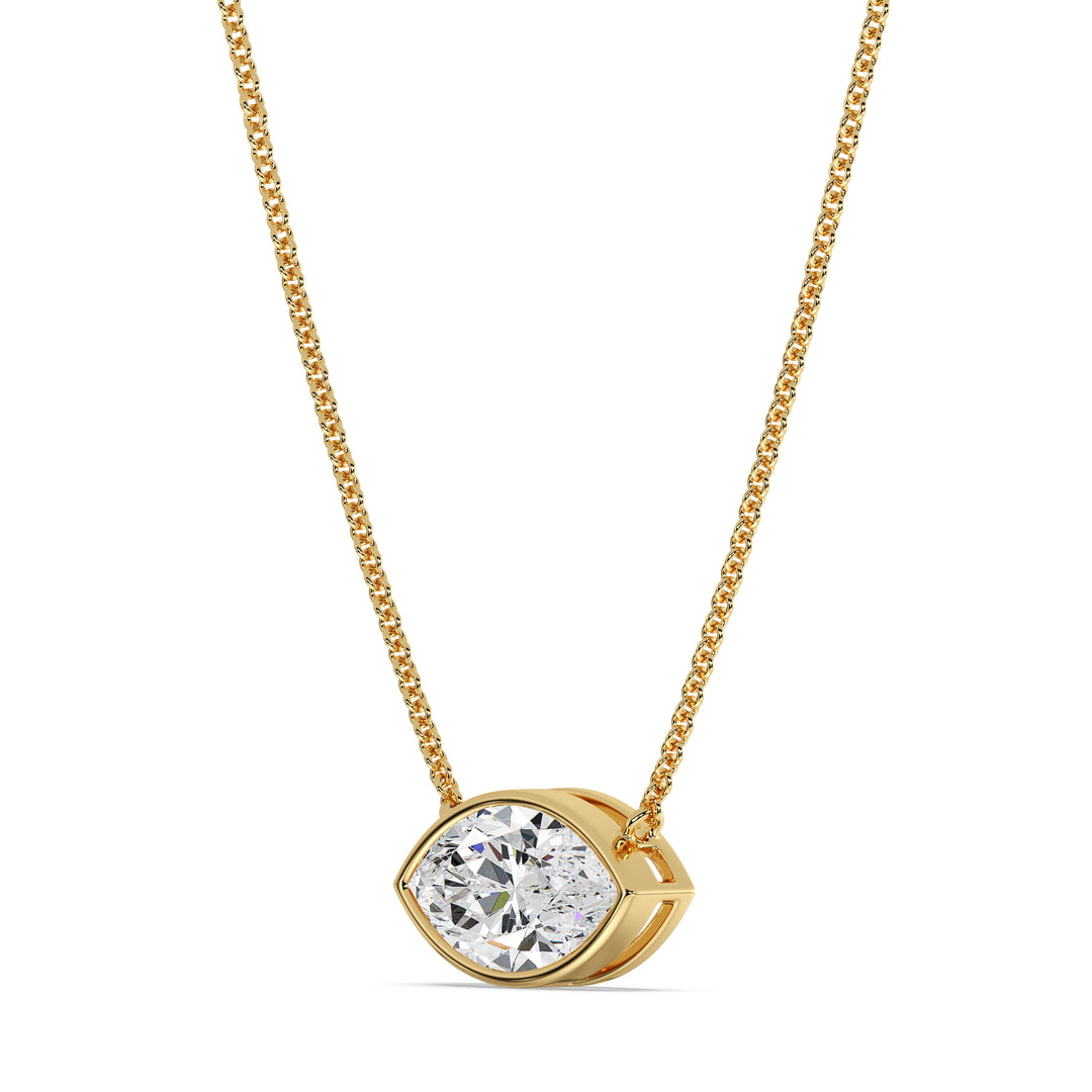 2 Carat Marquise-Cut Lab-Grown Diamond Bezel-Set Solitaire Pendant Necklace in 18K Yellow Gold