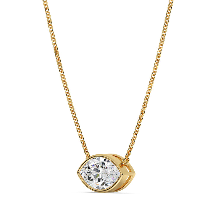 2 Carat Marquise-Cut Lab-Grown Diamond Bezel-Set Solitaire Pendant Necklace in 18K Yellow Gold