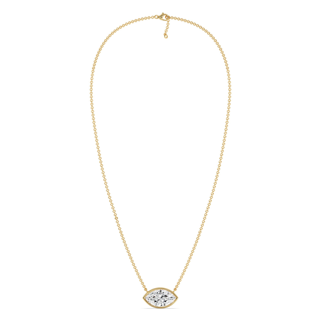 2 Carat Marquise-Cut Lab-Grown Diamond Bezel-Set Solitaire Pendant Necklace in 18K Yellow Gold