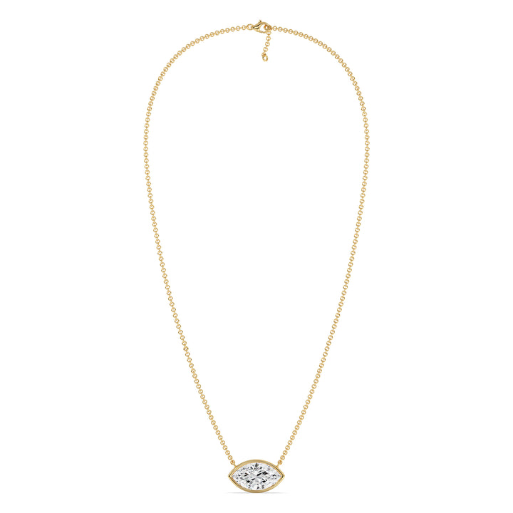2 Carat Marquise-Cut Lab-Grown Diamond Bezel-Set Solitaire Pendant Necklace in 18K Yellow Gold