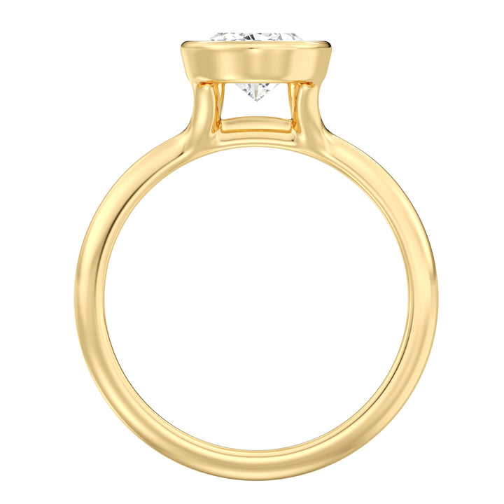 Elegant Pear-Cut Bezel-Set Lab-Grown Diamond Solitaire Ring in 18K Yellow Gold – Available in 1ct, 2ct, 3ct, and 4ct