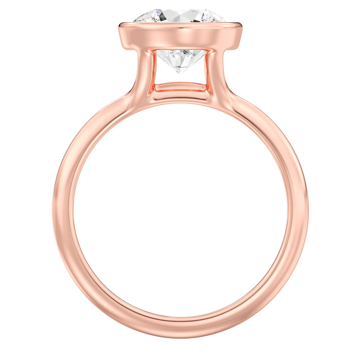 Elegant Round-Cut Lab-Grown Diamond Bezel-Set Solitaire Ring in 18K Rose Gold – Available in 1, 2, 3, or 4 Carats