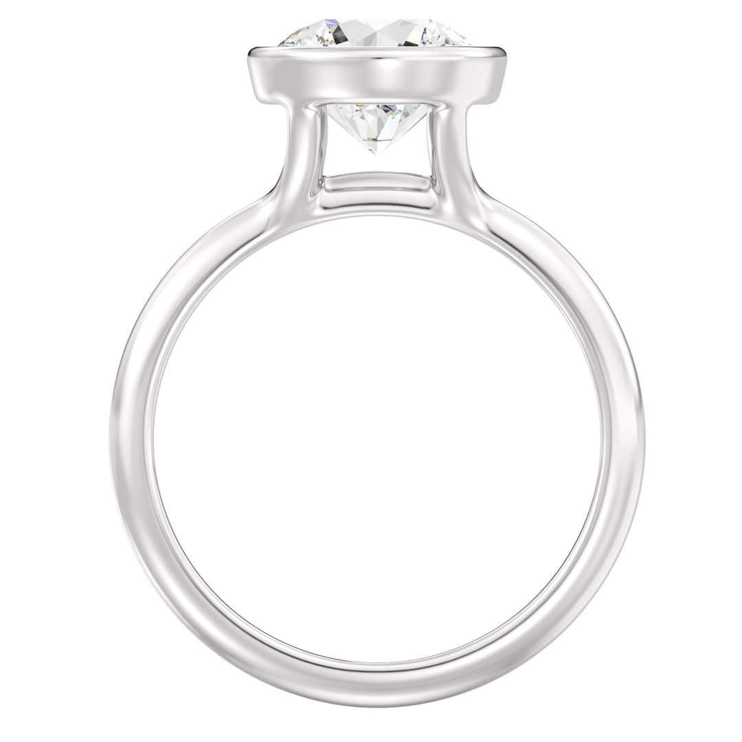 Elegant Round-Cut Lab-Grown Diamond Bezel-Set Solitaire Ring in 18K White Gold – Available in 1, 2, 3, or 4 Carats