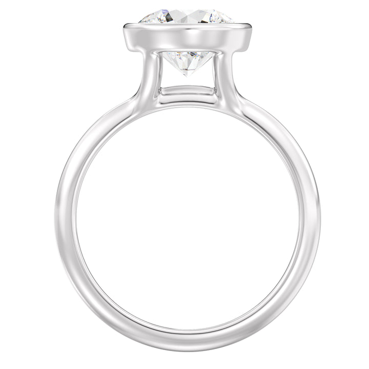 Elegant Round-Cut Lab-Grown Diamond Bezel-Set Solitaire Ring in 18K White Gold – Available in 1, 2, 3, or 4 Carats
