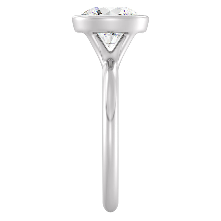 Elegant Round-Cut Lab-Grown Diamond Bezel-Set Solitaire Ring in 18K White Gold – Available in 1, 2, 3, or 4 Carats