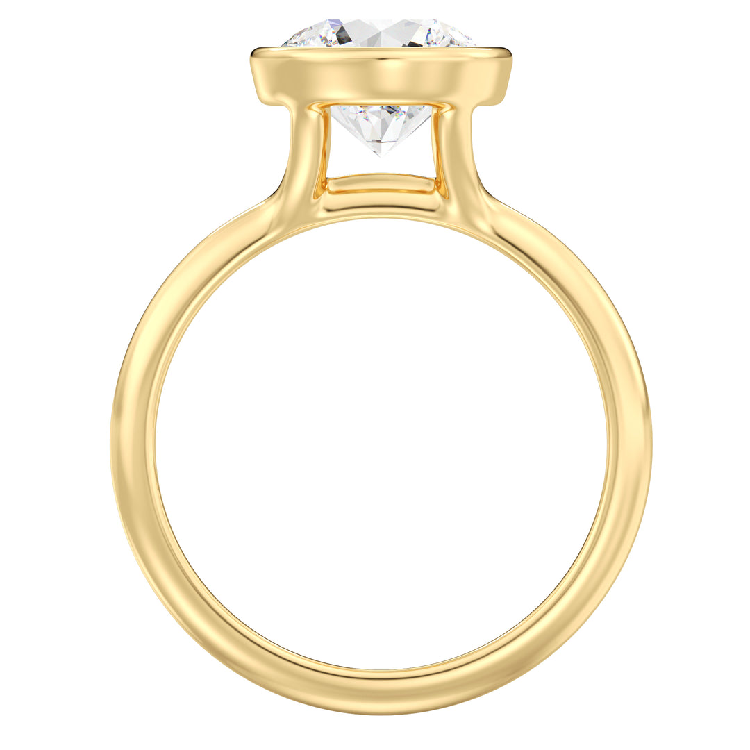 Elegant Round-Cut Lab-Grown Diamond Bezel-Set Solitaire Ring in 18K Yellow Gold – Available in 1, 2, 3, or 4 Carats