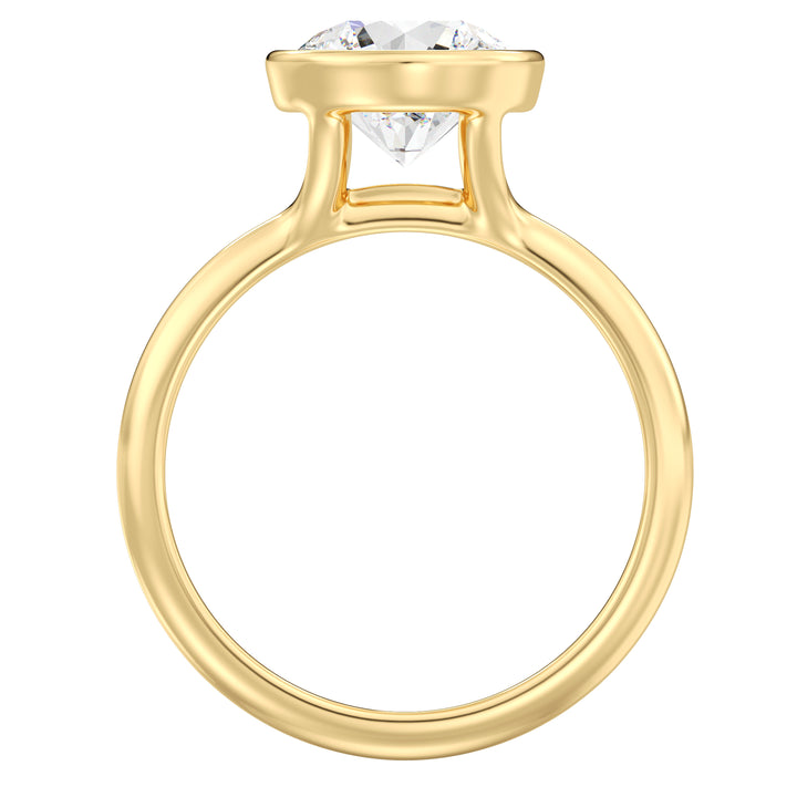 Elegant Round-Cut Lab-Grown Diamond Bezel-Set Solitaire Ring in 18K Yellow Gold – Available in 1, 2, 3, or 4 Carats
