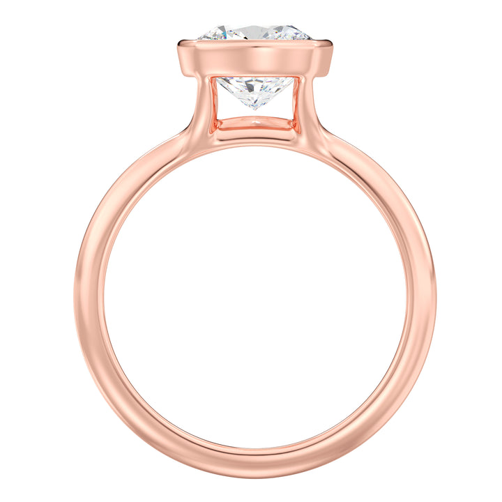 Elegant Square Cushion-Cut Bezel-Set Lab-Grown Diamond Solitaire Ring in 18K Rose Gold – Available in 1ct, 2ct, 3ct, or 4ct.