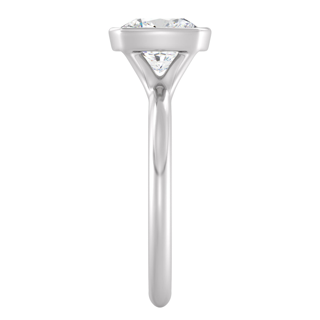 Elegant Square Cushion-Cut Bezel-Set Lab-Grown Diamond Solitaire Ring in 18K White Gold – Available in 1ct, 2ct, 3ct, or 4ct.