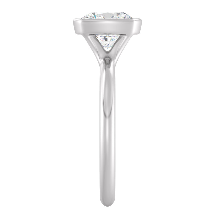 Elegant Square Cushion-Cut Bezel-Set Lab-Grown Diamond Solitaire Ring in 18K White Gold – Available in 1ct, 2ct, 3ct, or 4ct.
