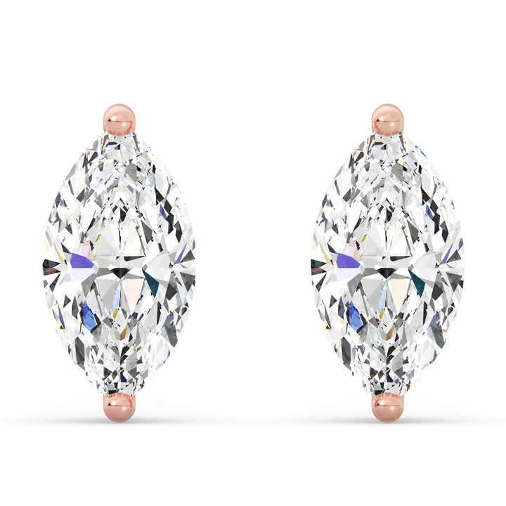 Marquise-Cut Lab-Grown Diamond Stud Earrings in 18K Rose Gold, showcasing timeless elegance and sustainable luxury