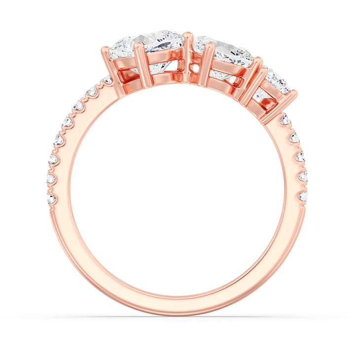 Square Cushion-Cut Lab-Grown Diamond Wedding Band in 18K Rose Gold with three center diamonds and round-cut diamond accents along the band