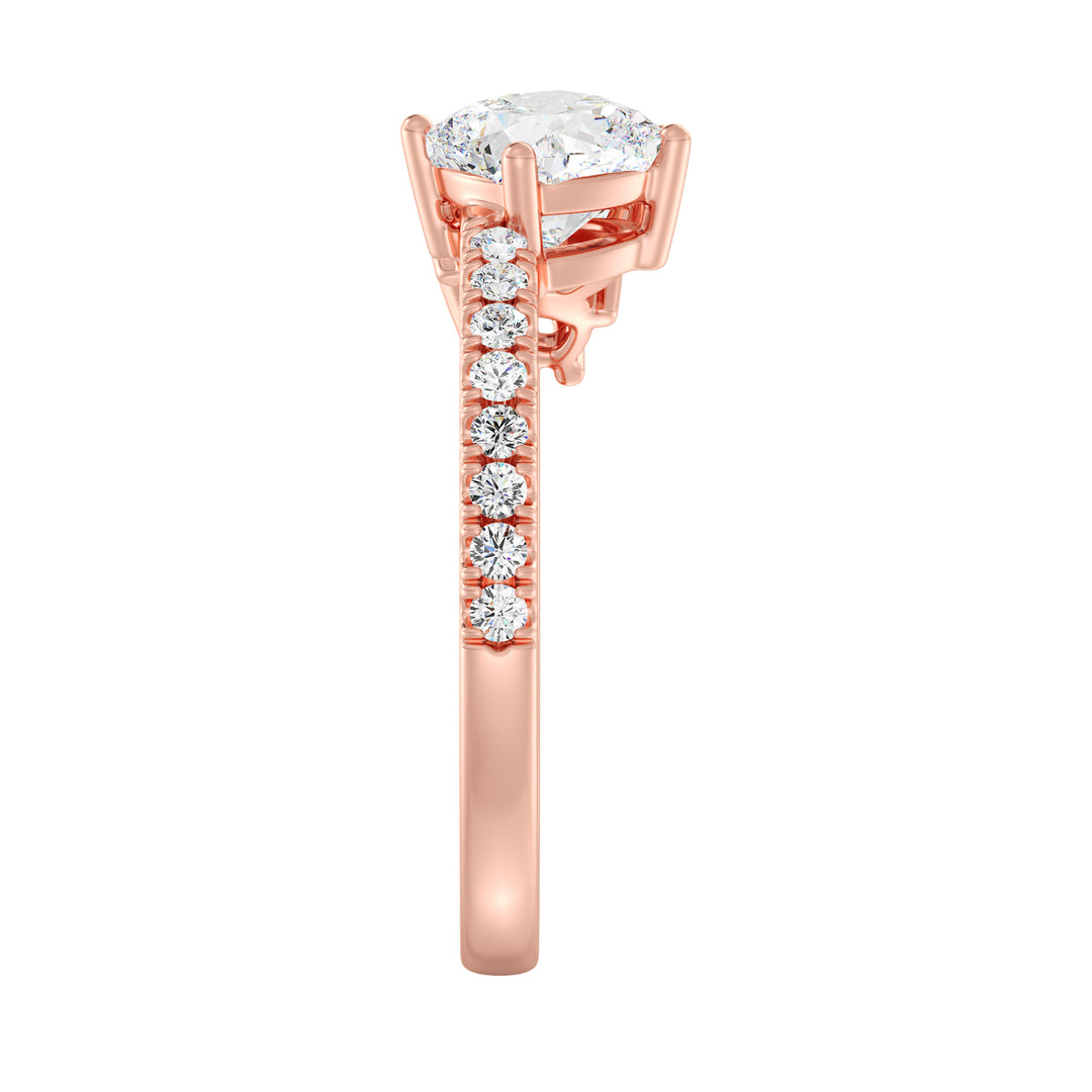 Square Cushion-Cut Lab-Grown Diamond Wedding Band in 18K Rose Gold with three center diamonds and round-cut diamond accents along the band