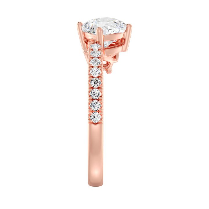 Square Cushion-Cut Lab-Grown Diamond Wedding Band in 18K Rose Gold with three center diamonds and round-cut diamond accents along the band