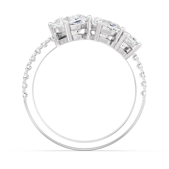 Square Cushion-Cut Lab-Grown Diamond Wedding Band in 18K White Gold showcasing three cushion-cut center diamonds and a pavé of round-cut diamonds