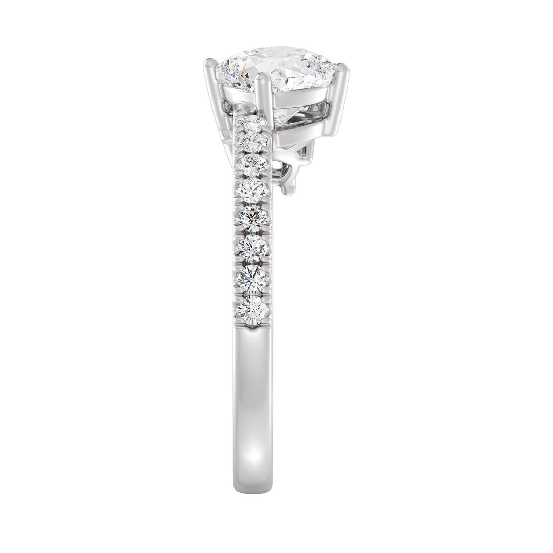 Square Cushion-Cut Lab-Grown Diamond Wedding Band in 18K White Gold showcasing three cushion-cut center diamonds and a pavé of round-cut diamonds