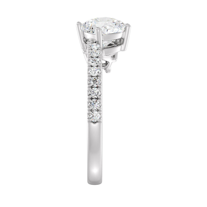 Square Cushion-Cut Lab-Grown Diamond Wedding Band in 18K White Gold showcasing three cushion-cut center diamonds and a pavé of round-cut diamonds